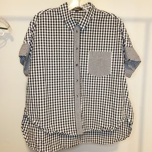 Madewell Button Down Plaid Hi Low Shirt L